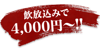 飲放込みで4,000円～！